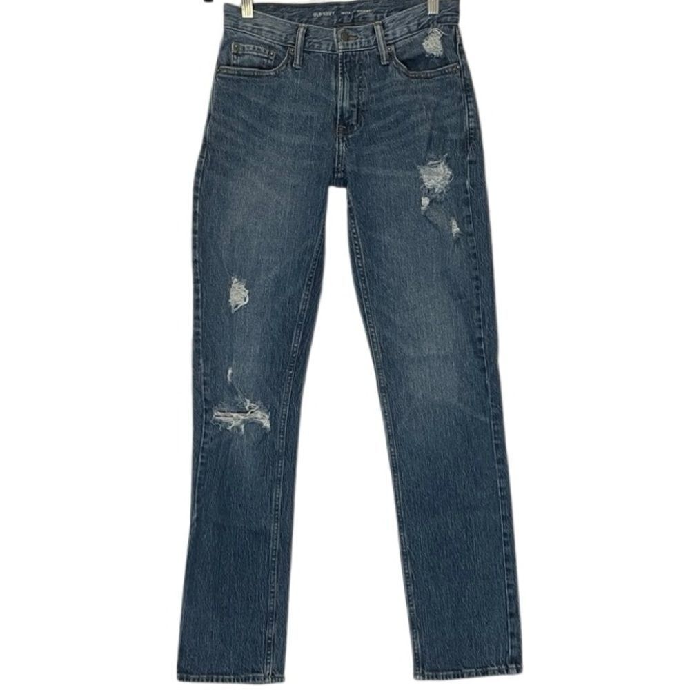Old Navy Men's Built-In Flex Destructed Straight Leg Jeans 28x34